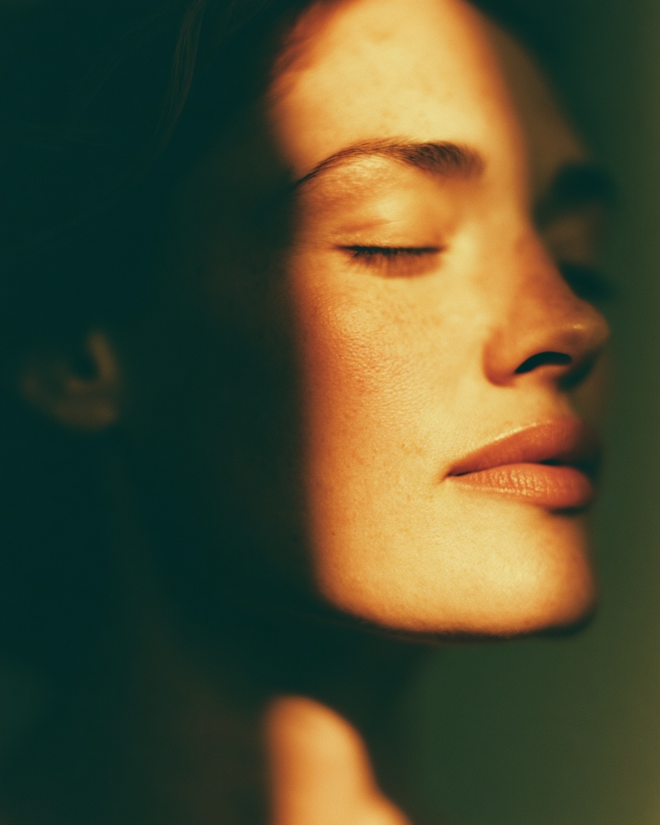 Closed eye, warm light
